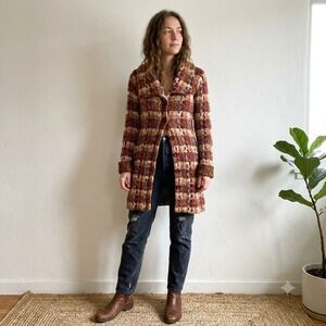 Anthropologie Charlie & Robin Womens Sweater Small Multicolor Plaid Mohair Wool
